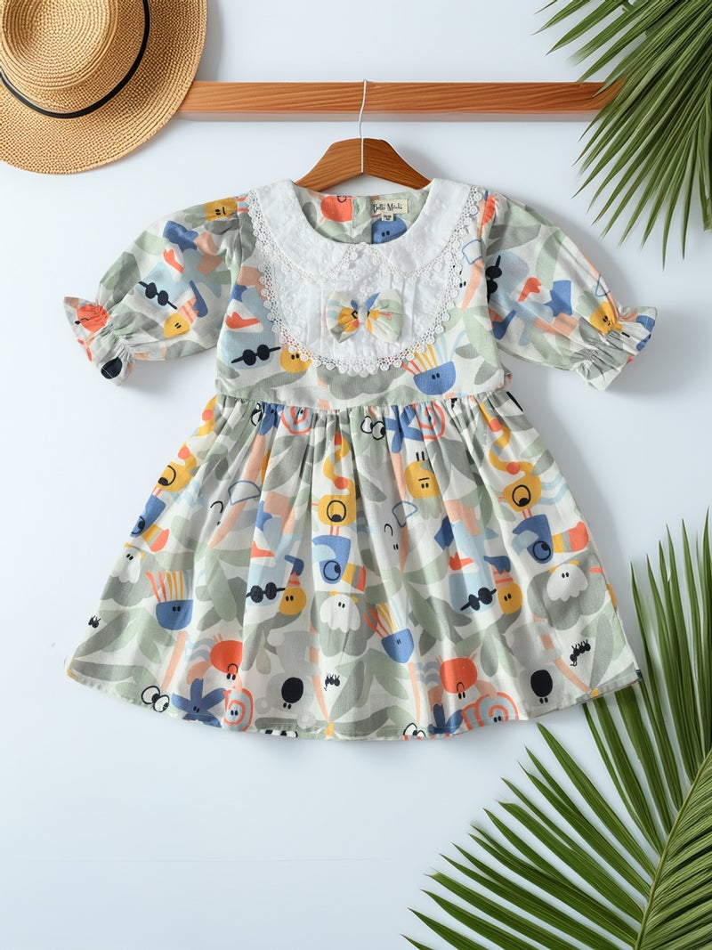 Bella Moda Floral Printed Dress for Girls